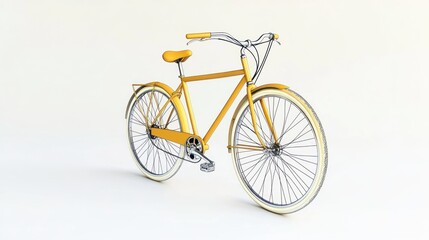 Fototapeta premium Yellow bicycle on white background, studio shot. Lifestyle, product image