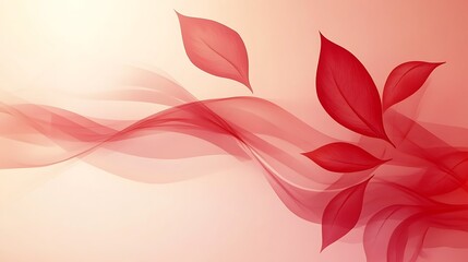 Red Leaves Flowing Gracefully Through Abstract Waves