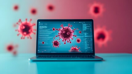 Laptop Displaying Financial Growth Charts on Clean Desk