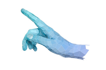 Illustration of hand with digital pattern on white background