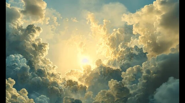 Heavenly Radiance: A breathtaking view of sunlit cloudscape