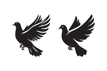 Minimalist Dove Bird Silhouette Icons for Graphic Design Projects