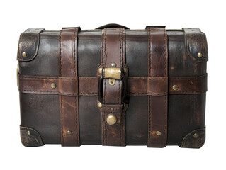 Isolated Antique Leather Suitcase