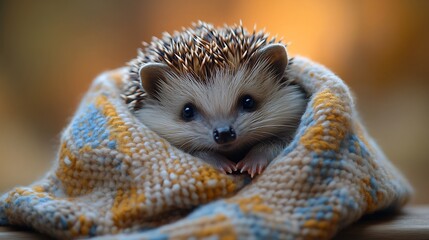 A hedgehog curled up in a small