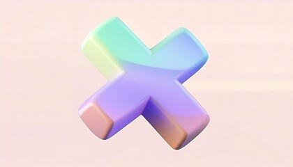 Fototapeta premium Negative Cross Mark 3d cartoon style illustration on gray background 