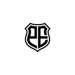 PE monogram logo design letter text name symbol monochrome logotype alphabet character simple logo