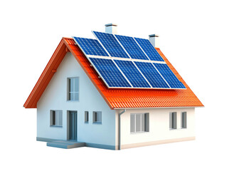 Residential house with rooftop solar panels, harnessing sustainable energy modern