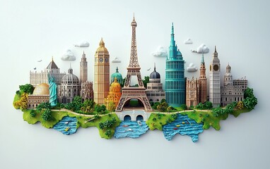 Famous landmarks skyline, travel, world, tourism.
