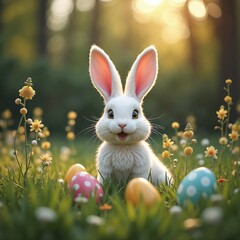 easter bunny with easter eggs