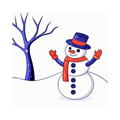 snowman with christmas tree