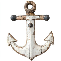 Vintage wooden anchor decor with rustic finish and nautical charm © PURPLE VISION STUDIO