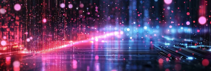 Obraz premium Vibrant illumination highlights the intricate patterns of circuitry.