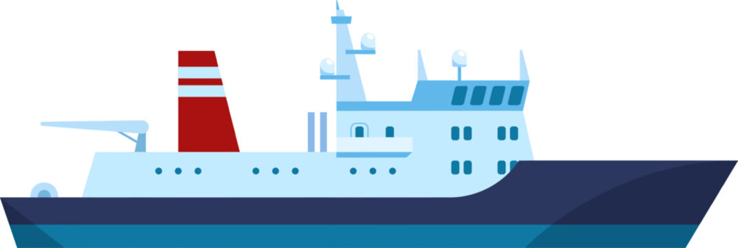 Modern oceanographic research vessel equipped with advanced technology sailing smoothly on calm blue water under a clear sky, ideal for marine research and exploration