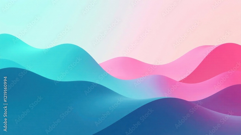 Poster abstract pastel hues of undulating waves a serene, dreamlike landscape featuring soft color transiti