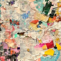 Fototapeta premium Colorful Abstract Collage with Torn Paper and Paint Texture