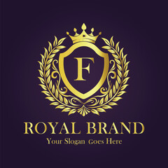 Luxury Gold Monogram Logo - Letter F