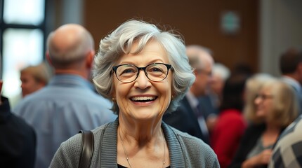 Portrait of a Smiling Elderly Woman with Short Grey-White Hair – Embracing a Happy Life, joyful life, aging gracefully, old women similing