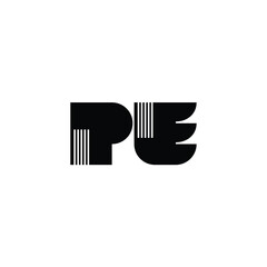 PE monogram logo design letter text name symbol monochrome logotype alphabet character simple logo