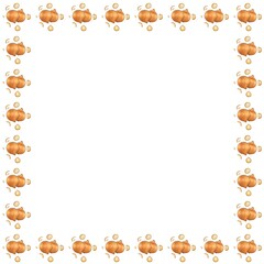 Onion (Allium cepa L.) border, frame  pattern watercolor illustration on white background. 