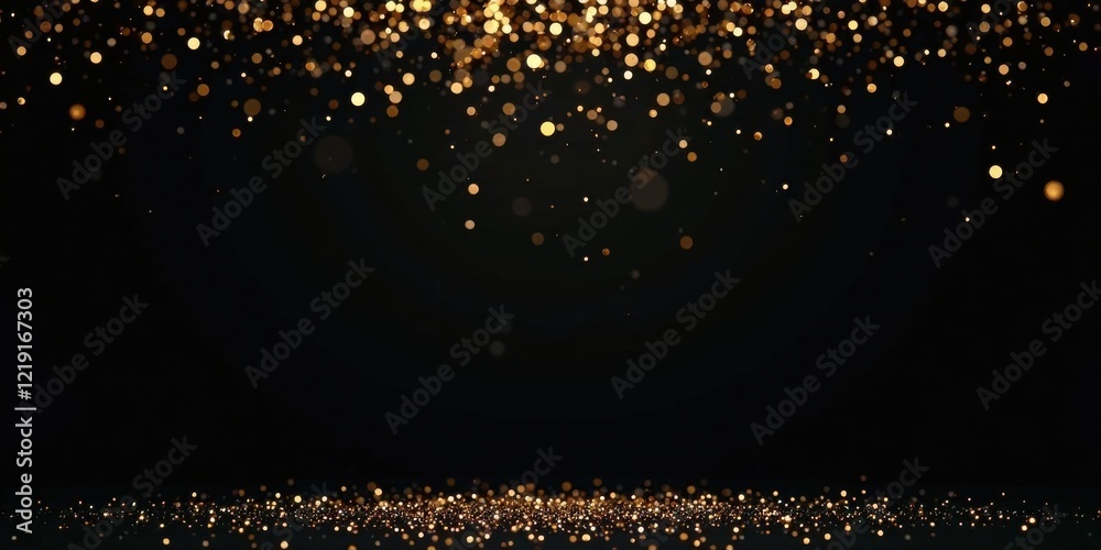 Aufkleber Golden Sparkle Descent An Elegant Background of Shimmering Dust and Glimmering Particles on Dark Surface