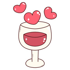 Groovy Valentine's Day Trendy Valentine Cute Valentine Element Heart and Lover Valentine's Day 