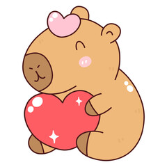 Groovy Capybara Valentine's Day Cute Capybara Animal Cute Animal Capybara Kawaii with love Capybara Vector Illustration