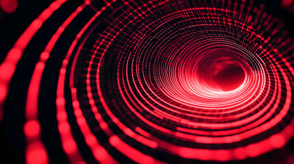 Obraz premium Abstract Red Tunnel Of Digital Lights Creating A Vortex-Like Effect, Symbolizing Data Flow And Communication. Generative AI