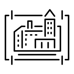 Architectural plan of a building, line style icon