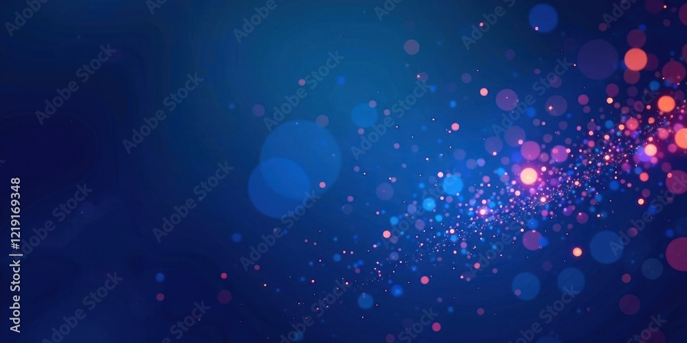 Poster Abstract Blue Background with Glowing Particles and Bokeh Lights for Design Projects