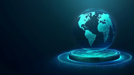 Futuristic Holographic Globe on Digital Platform