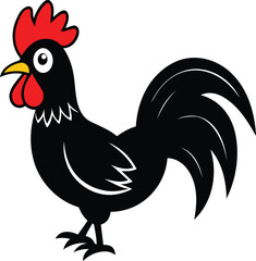 A Colorful Cute Rooster vector design, Cute Rooster silhouette vector illustration, Cute Rooster vector icon