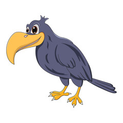 Funny crow cartoon characters vector illustration.