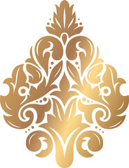 Luxurious golden damask floral ornament decorating a white background, creating an elegant and sophisticated design, perfect for adding a touch of luxury to various projects