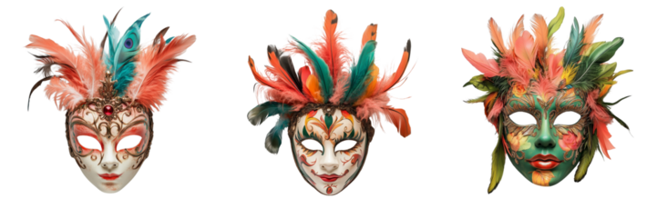Celebration art colorful carnival masks for vibrant festivity close-up