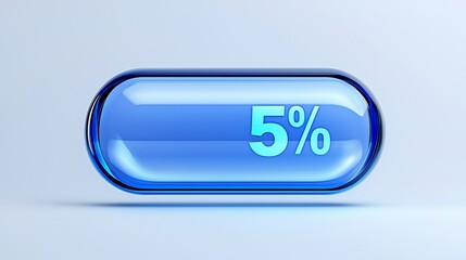 Transparent blue capsule with 5% inside.