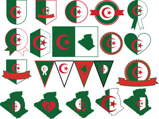 Algeria badge Vector bundle, Clipart, Silhouette, Vector, icons, illustration, design.