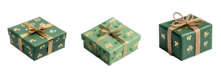 Gift boxes celebrate st. Patrick's day on a transparent background holiday theme festive decoration
