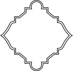 Elegant black quatrefoil outline forming a decorative frame with rounded and pointed arches, providing a sophisticated and classic touch to any design project on white background