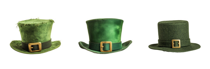 St. Patrick's Day celebration green hats on a transparent background