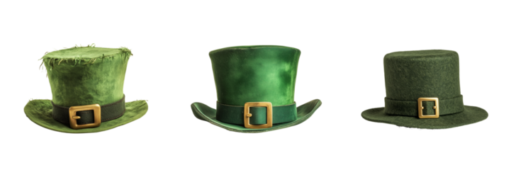 St. Patrick's Day celebration green hats on a transparent background