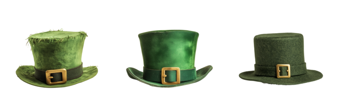 St. Patrick's Day celebration green hats on a transparent background - Powered by Adobe
