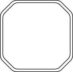 Featuring a simple rounded octagon shape with a double border, creating a frame around an empty white space, evoking a clean and minimalist design aesthetic