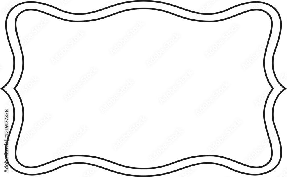 Poster wavy double lines form a decorative rectangular frame, providing a classic and elegant design elemen
