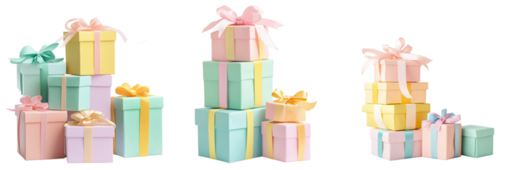 Colorful gift boxes on a transparent background holiday decor festive vibe