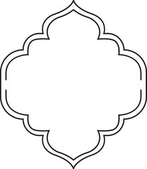 Featuring a thin black quatrefoil frame with elegant Islamic design, creating an empty space perfect for adding text or an image, enhancing any decorative project