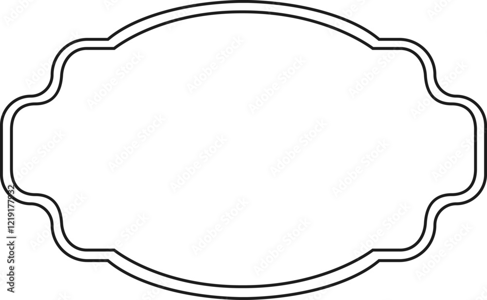 Poster horizontal vintage frame with rounded edges and waving sides creating a classic decorative element, 