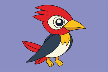 Cute Bird Vector art in Illustration on a White Background