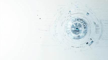 Obraz premium Abstract Tech Eye: A stylized, futuristic eye design with concentric circles and technological elements, evoking a sense of innovation, data, and artificial intelligence.