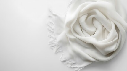 Elegant white scarf mock up on a clean screen minimalist design studio environment simple concept