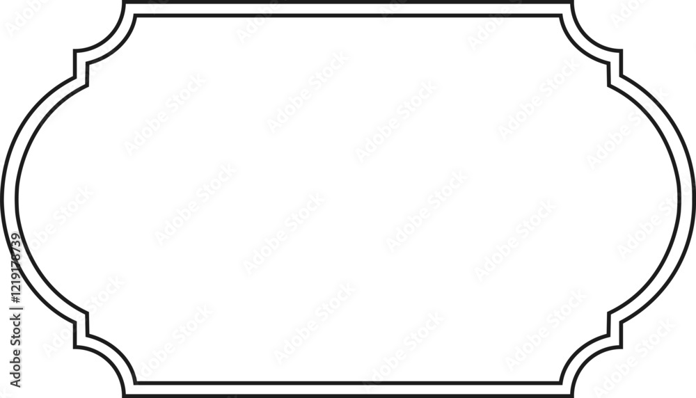 Poster elegant black horizontal decorative frame with rounded and notched edges creating a classic and soph